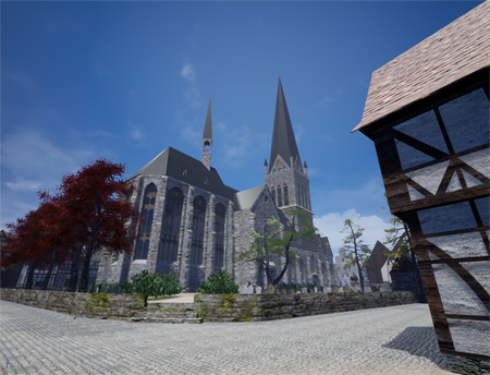 Das historische Stadtzentrum mit Reinoldikirche als 3D-Rekonstruktion, Foto: Markus Meeder
